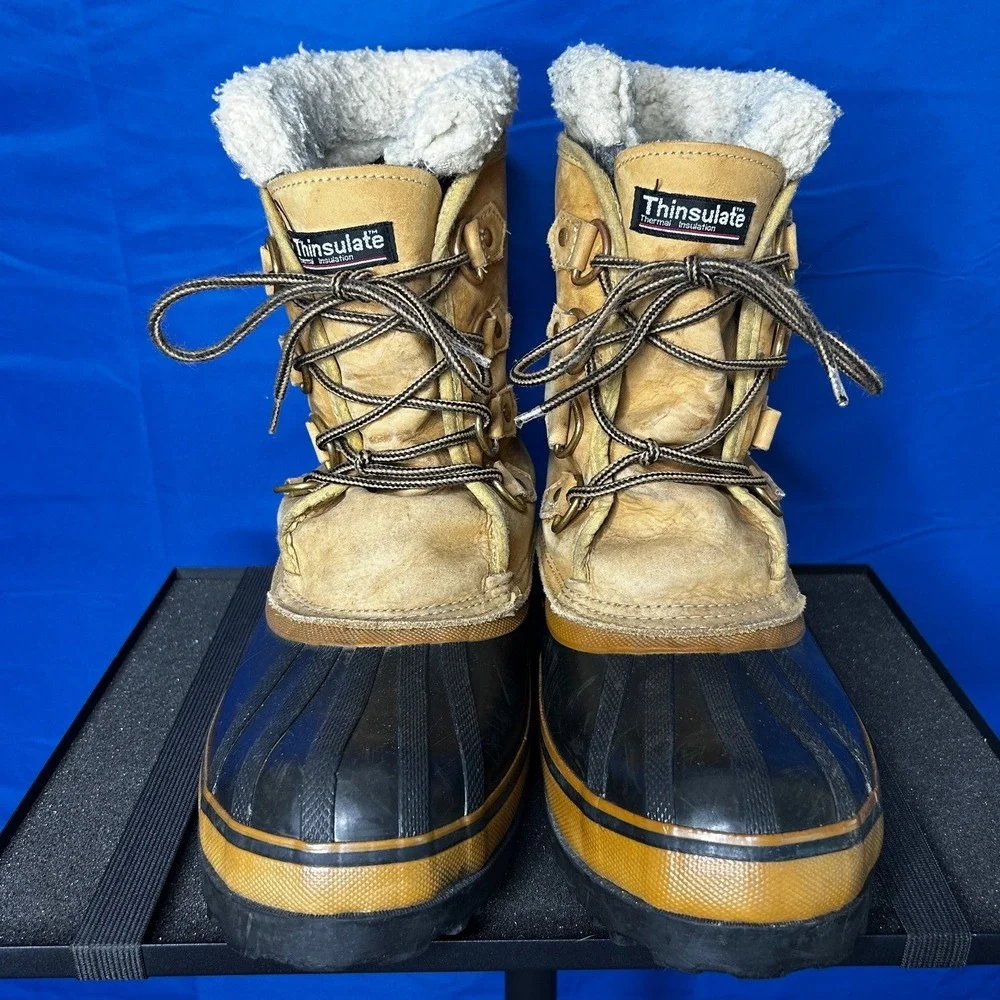 Vtg Northwest Territory Mens Leather Steel Shank Snow Boot 9 Waterproof Outdoor